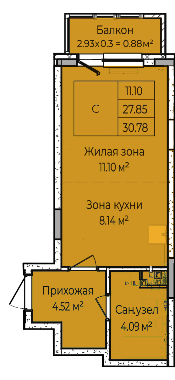 Планировка: Лот · 29,07 м²