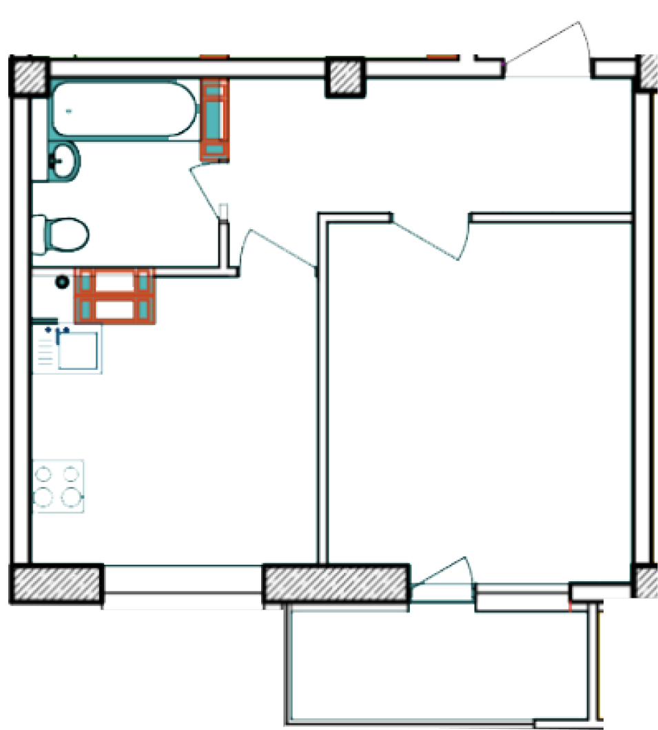 Планировка: 2-комнатная · 38,4 м²