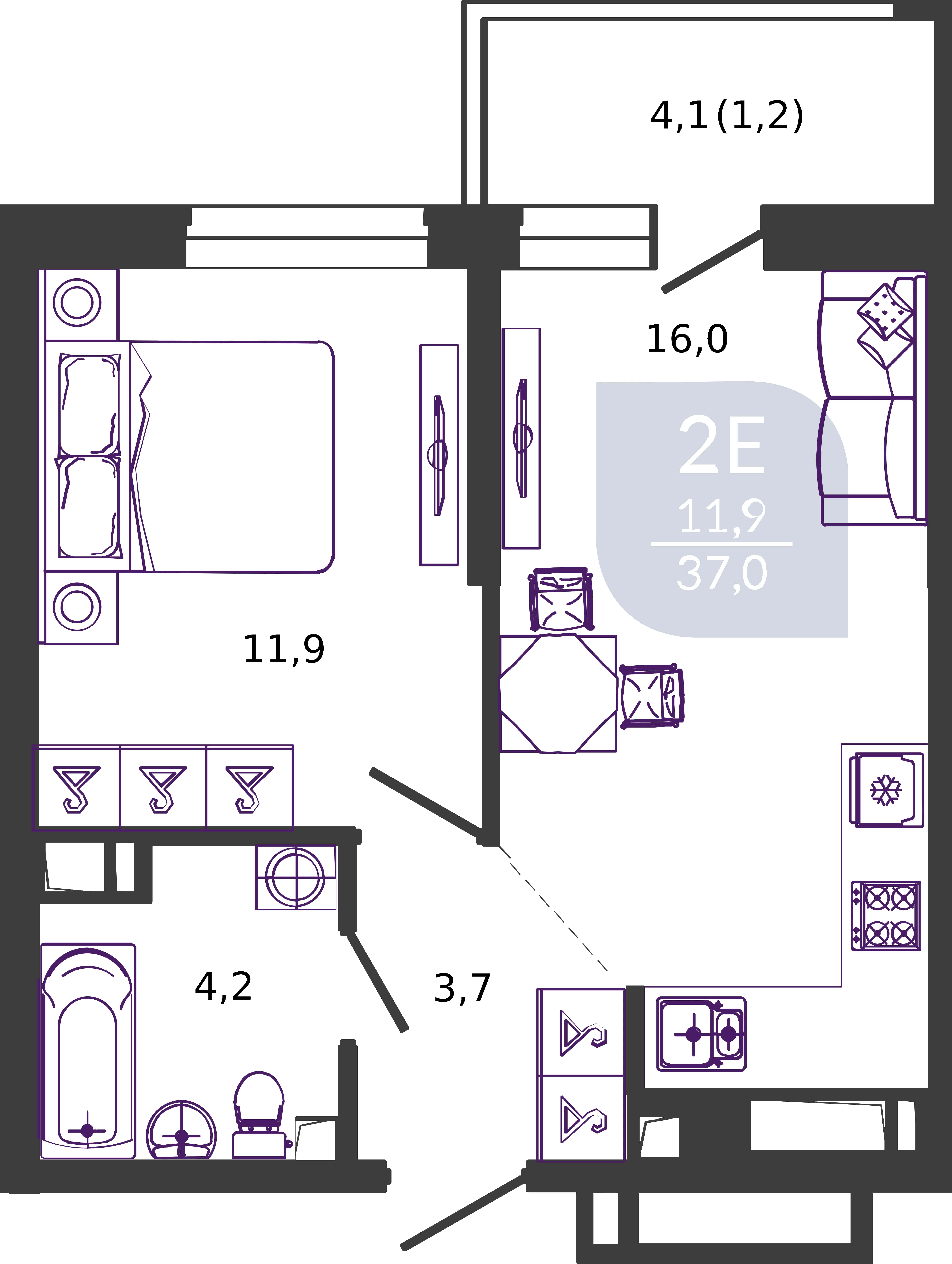 Планировка: Лот · 37,3 м²