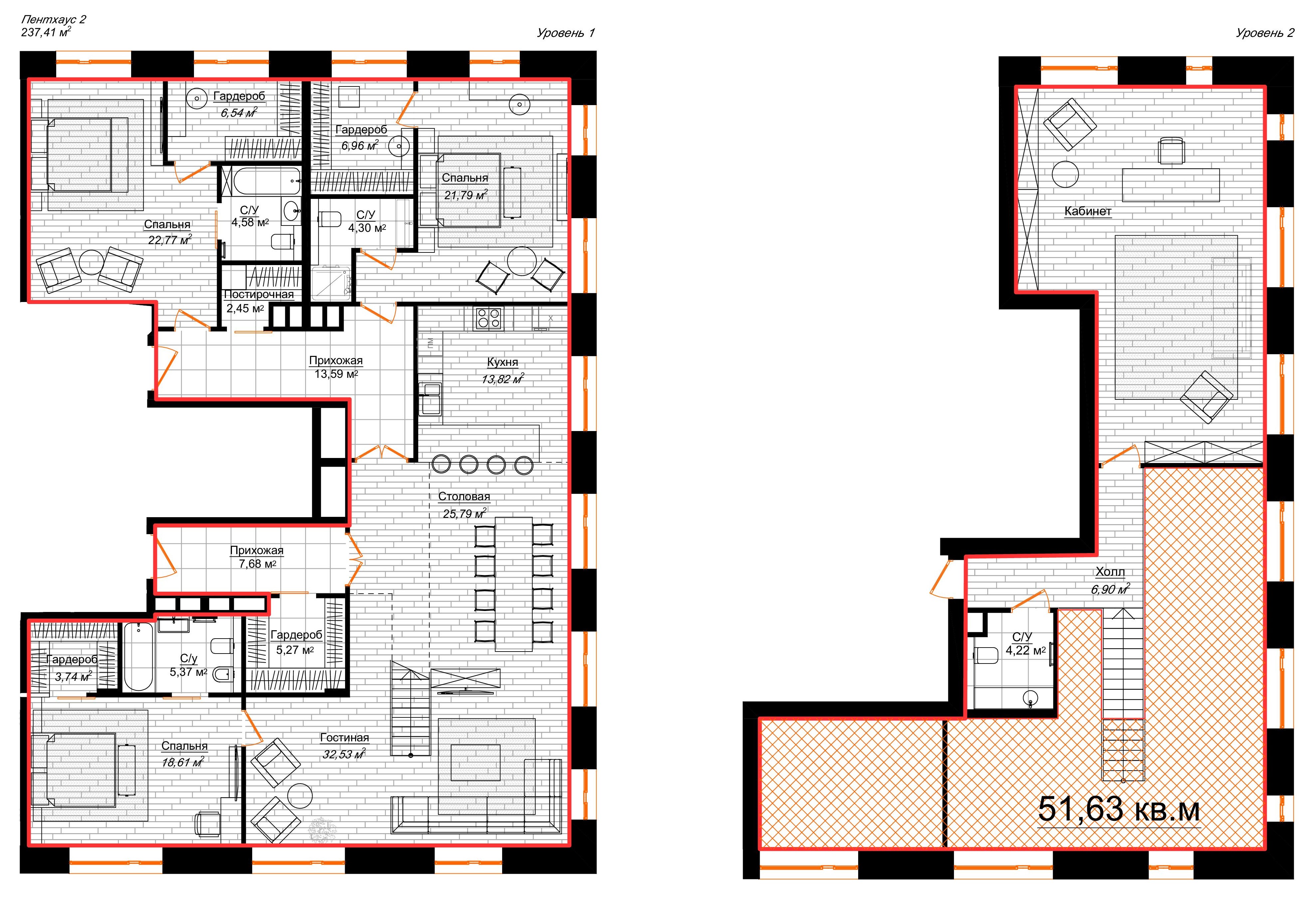 Планировка: Апартаменты · 237,4 м²