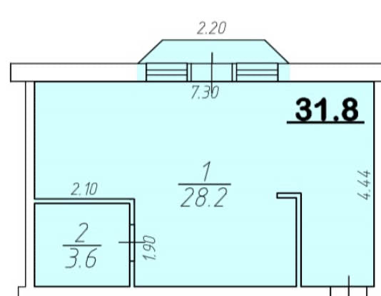 Планировка: Апартаменты · 31,8 м²