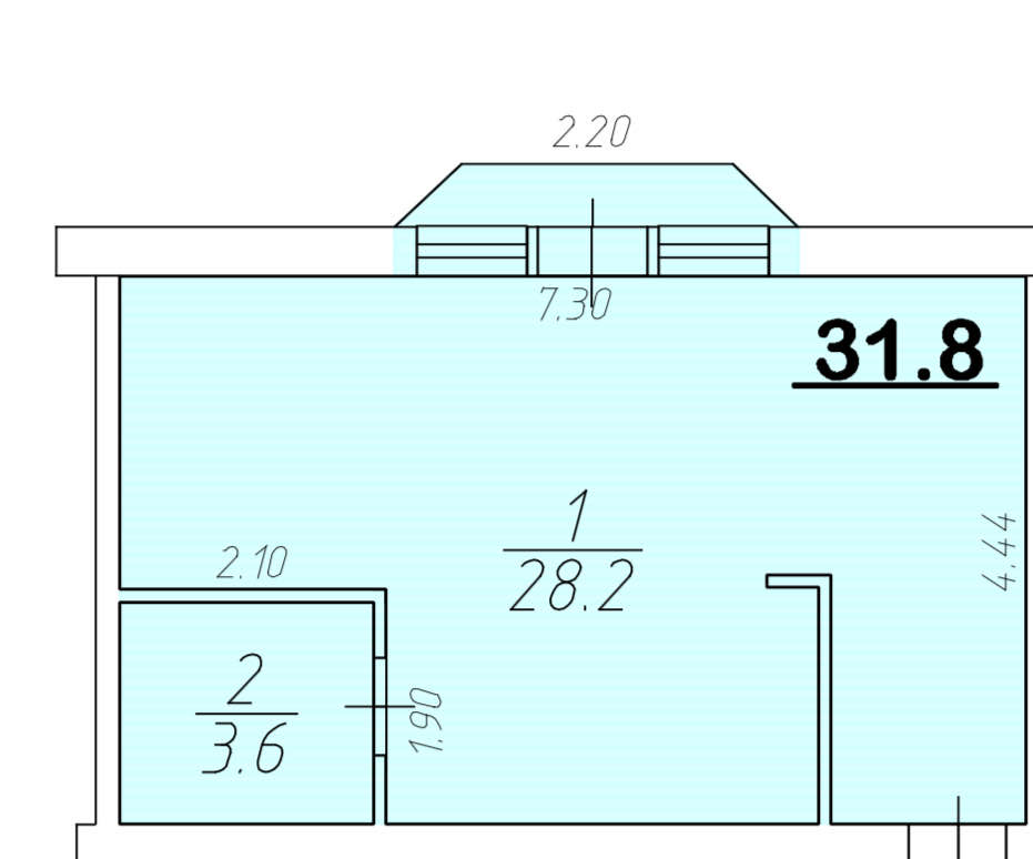 Планировка: Апартаменты · 31,8 м²