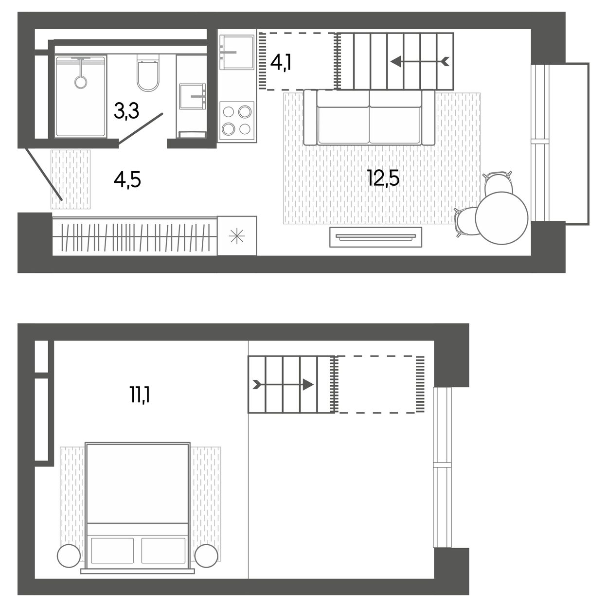 Планировка: Апартаменты · 35,76 м²