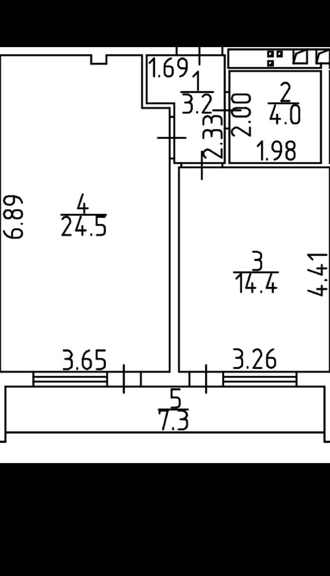 Планировка: 1-комнатная · 43,5 м²