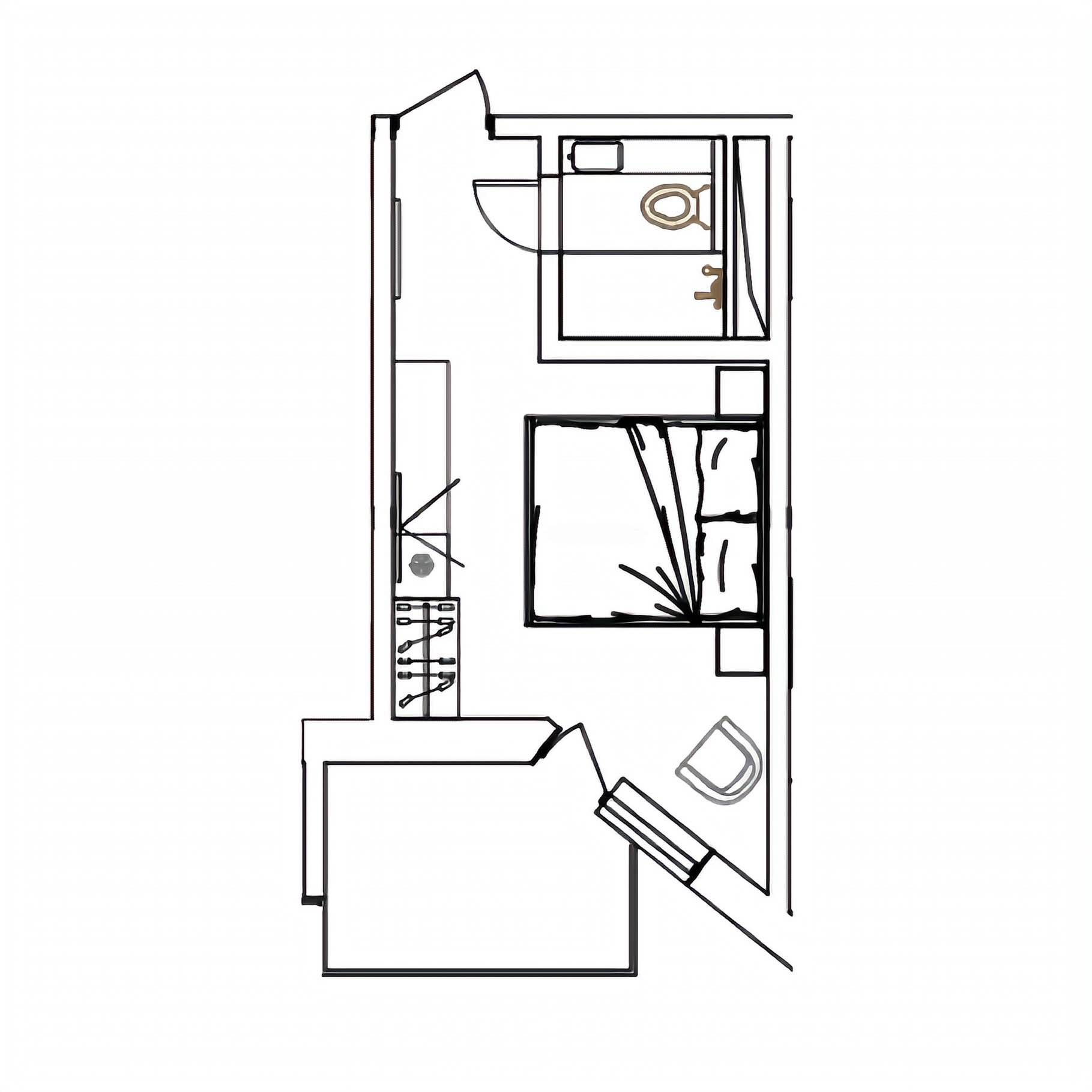 Планировка: Апартаменты · 22,4 м²