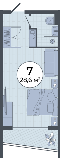 Планировка: Студия · 28,6 м²