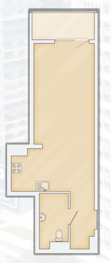 Планировка: 1-комнатная · 44,4 м²