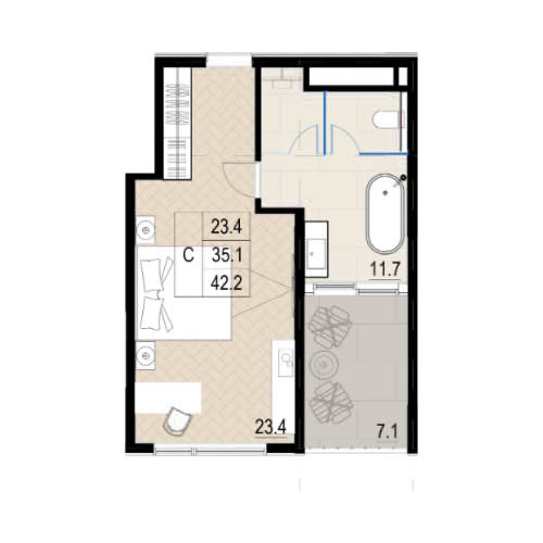 Планировка: Лот · 42,2 м²