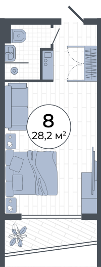 Планировка: Студия · 28,2 м²