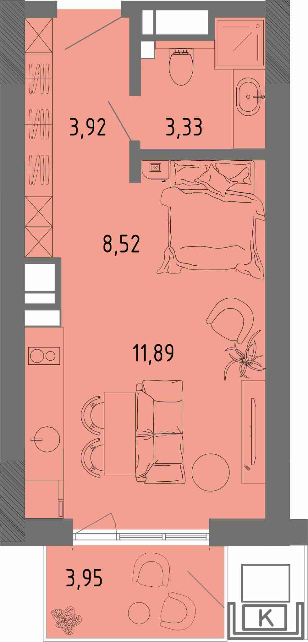 Планировка: Лот · 28,85 м²
