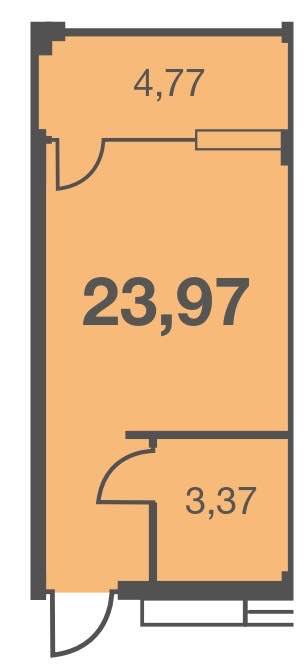Планировка: Студия · 23,97 м²