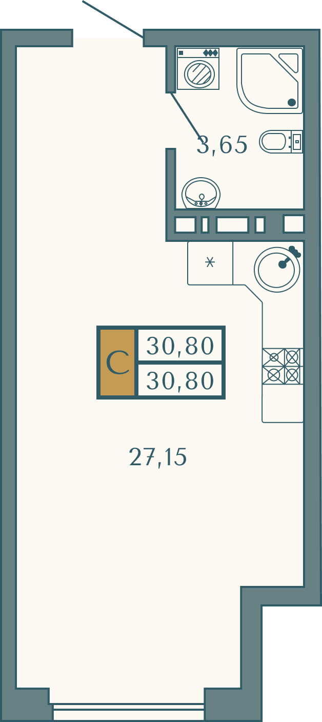 Планировка: Лот · 30,8 м²