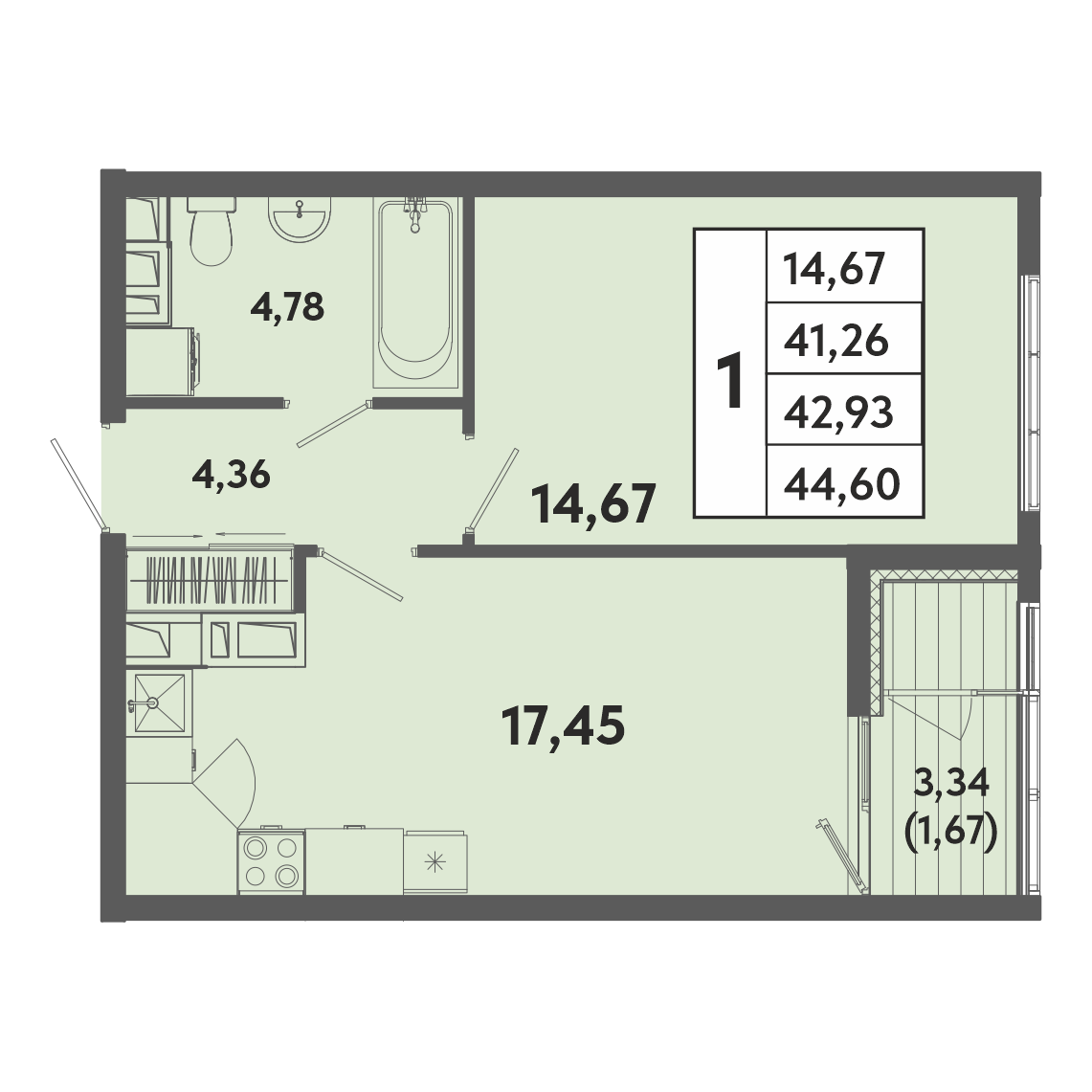 Планировка: Лот · 42,93 м²