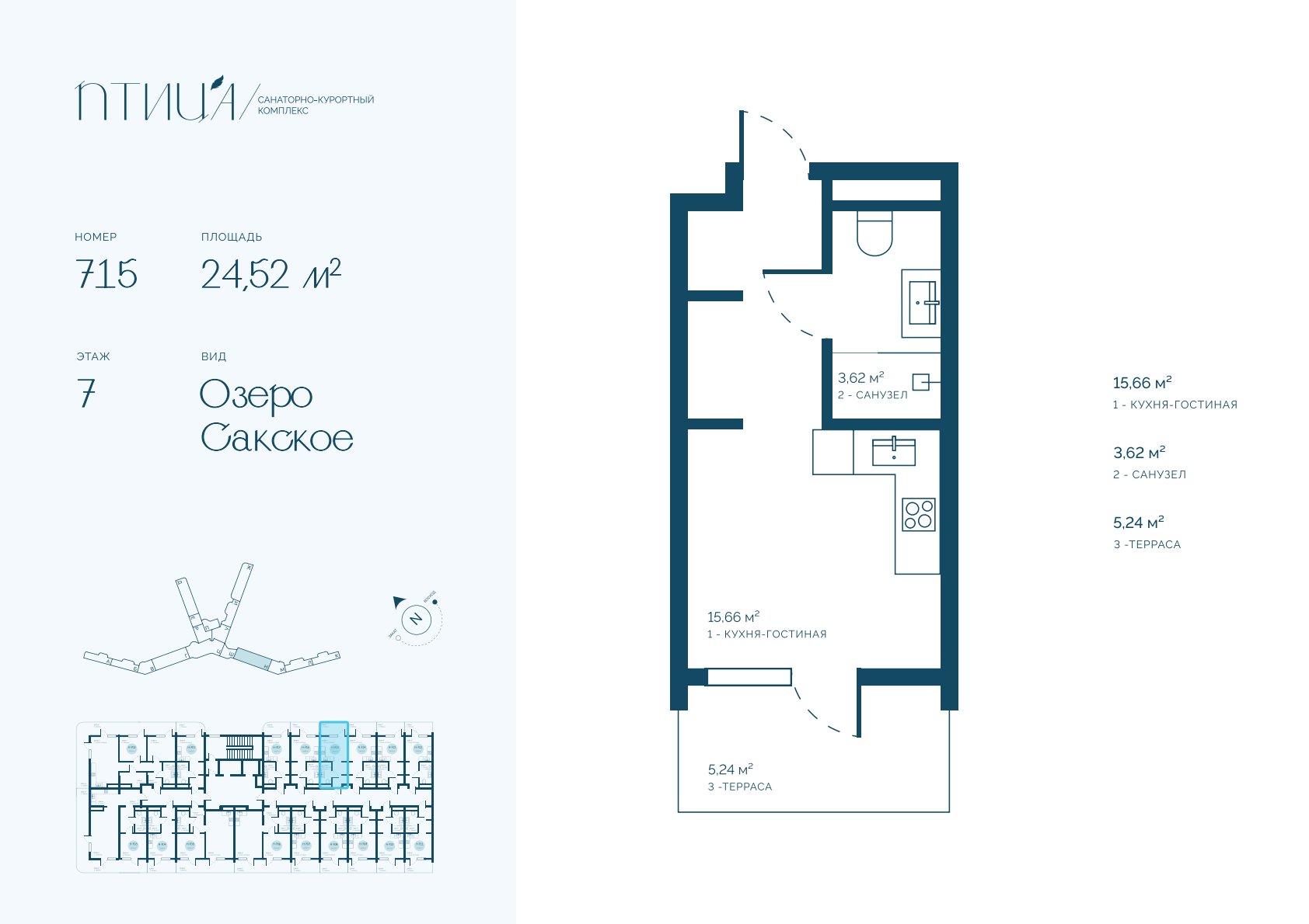 Планировка: Студия · 24,52 м²