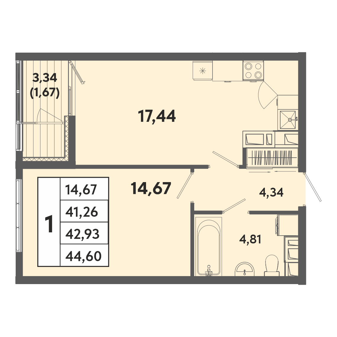 Планировка: Лот · 42,93 м²