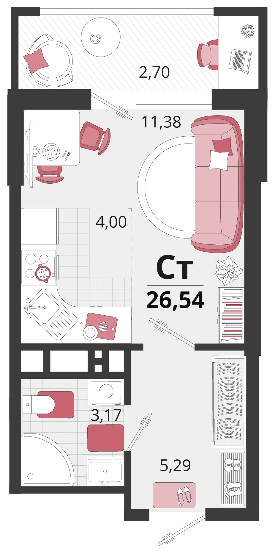 Планировка: Лот · 26,54 м²