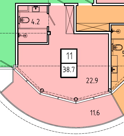 Планировка: Апартаменты · 38,7 м²