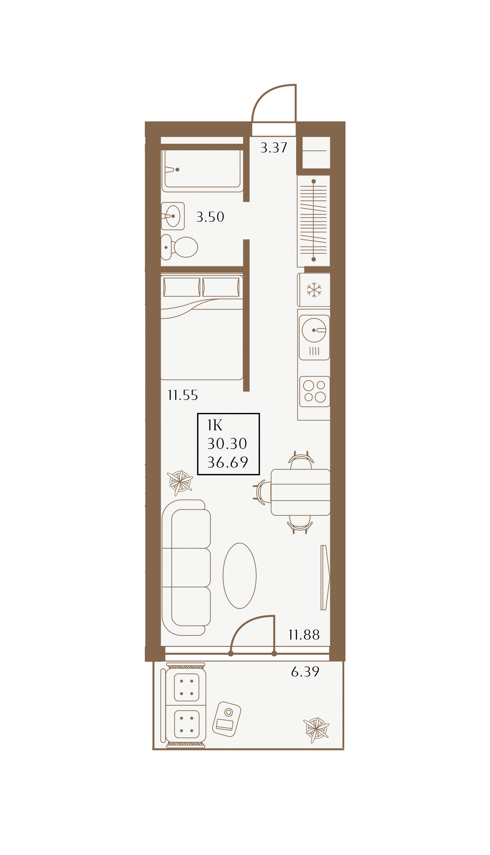 Планировка: Лот · 36,69 м²