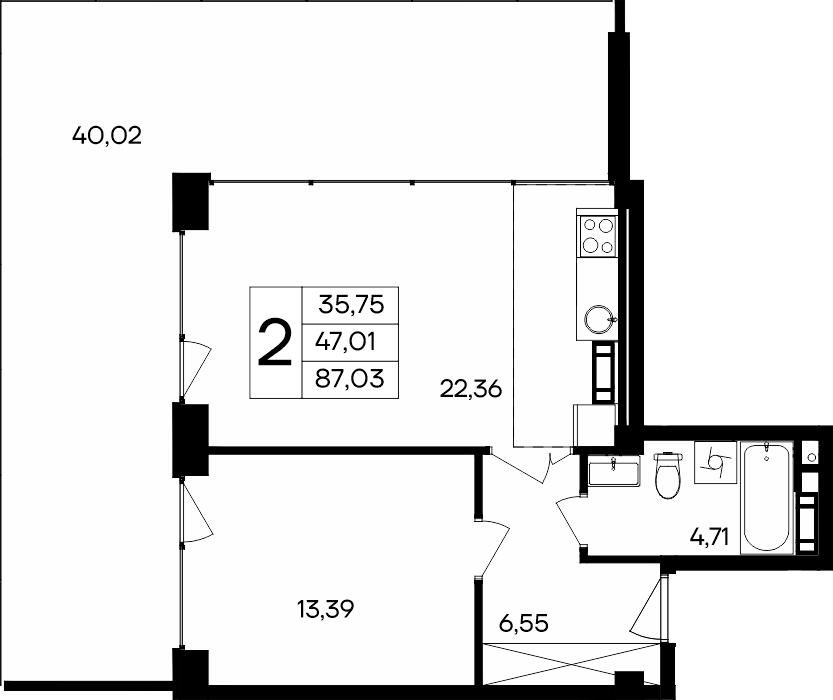 Планировка: Студия · 87,03 м²
