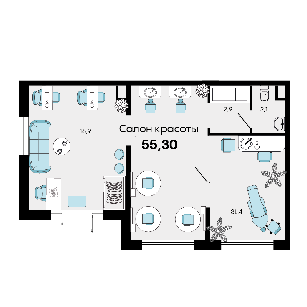 Планировка: Лот · 56,3 м²