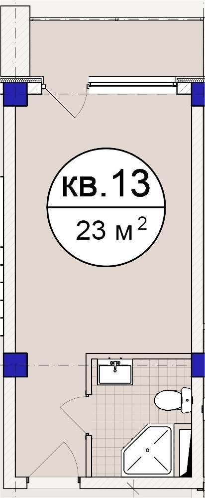 Планировка: Студия · 23 м²