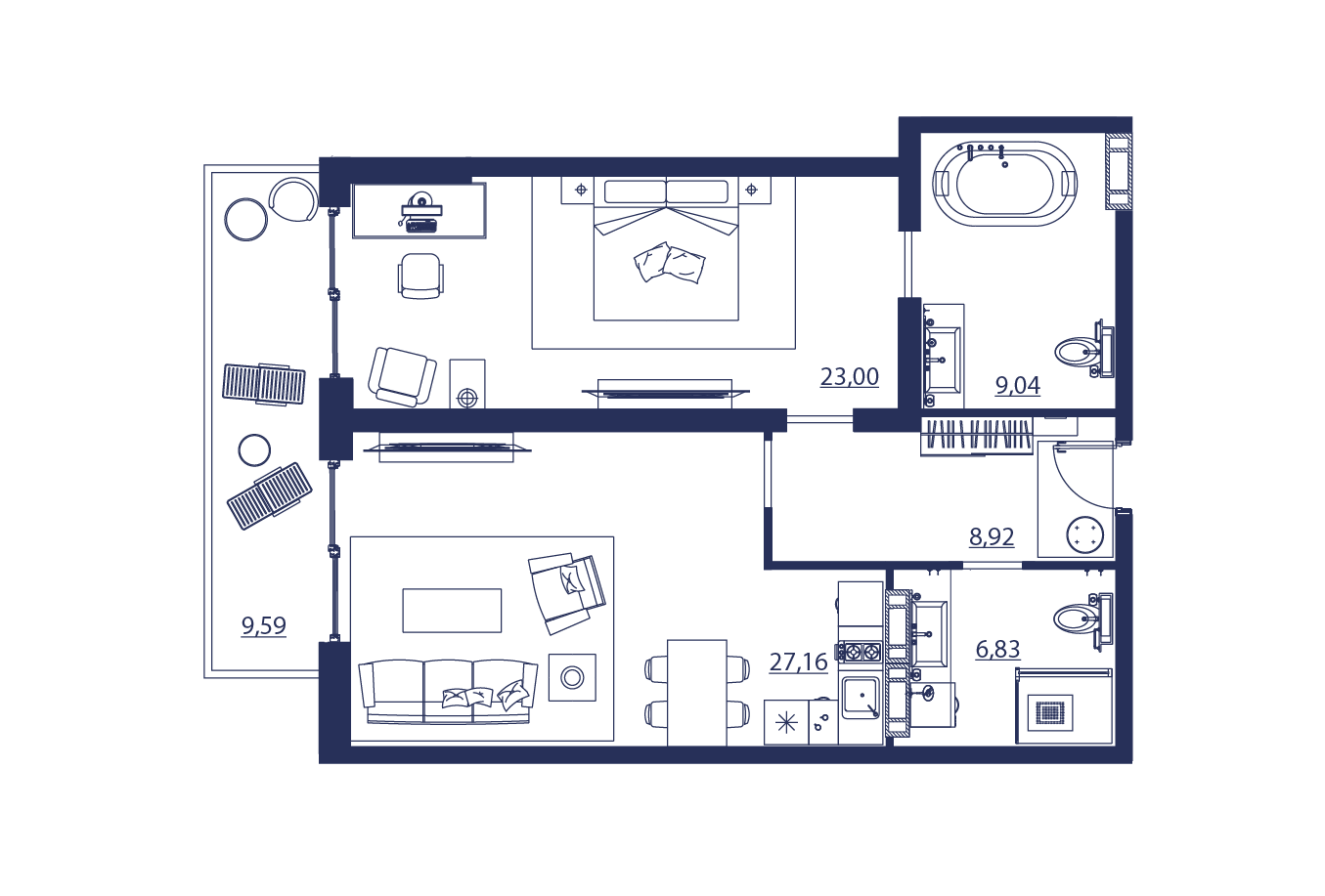 Планировка: Апартаменты · 84,1 м²