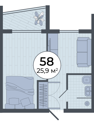 Планировка: Студия · 25,9 м²