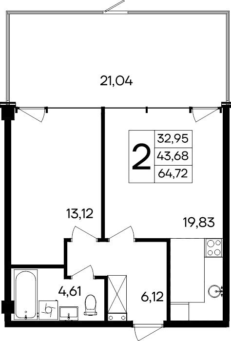 Планировка: Студия · 64,72 м²