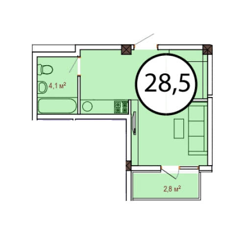 Планировка: Лот · 28,5 м²
