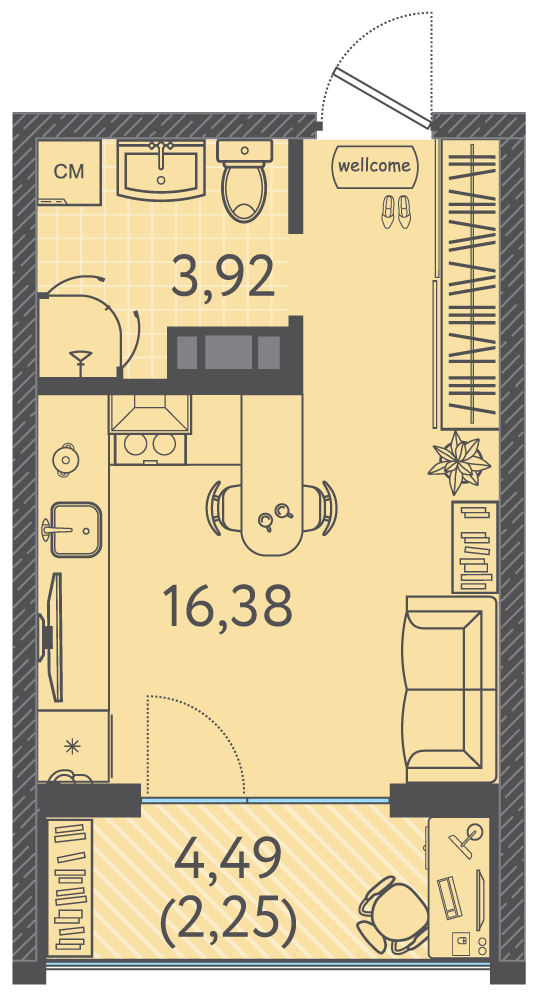 Планировка: Лот · 22,35 м²