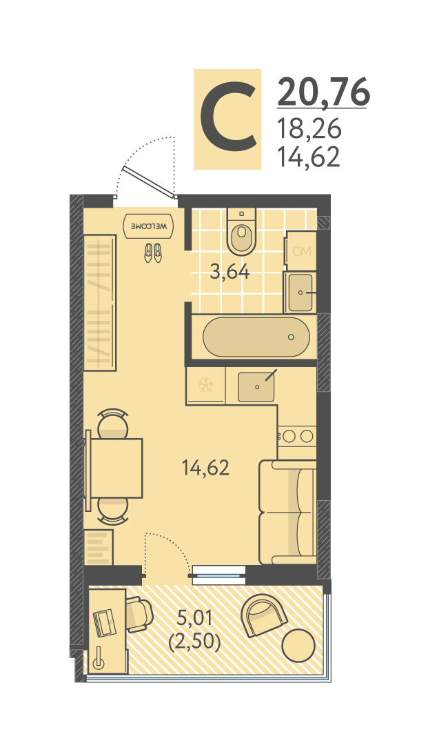 Планировка: Лот · 21,5 м²