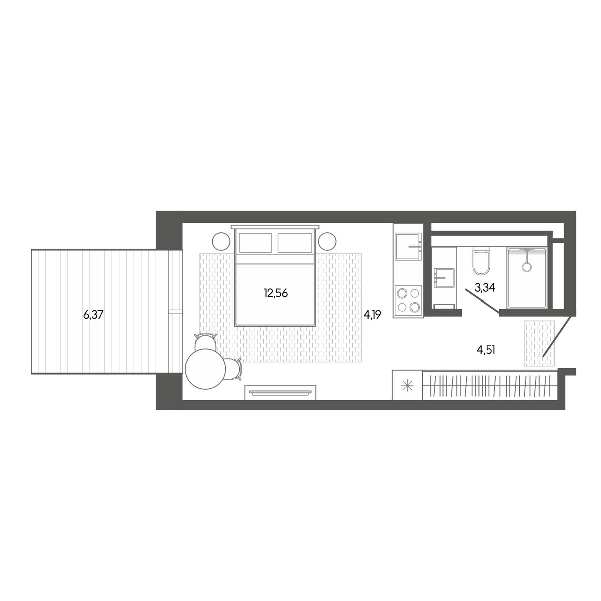 Планировка: Апартаменты · 30,97 м²