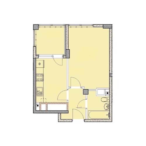 Планировка: 1-комнатная · 37,75 м²
