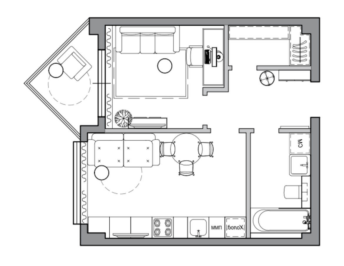 Планировка: Апартаменты · 39,8 м²