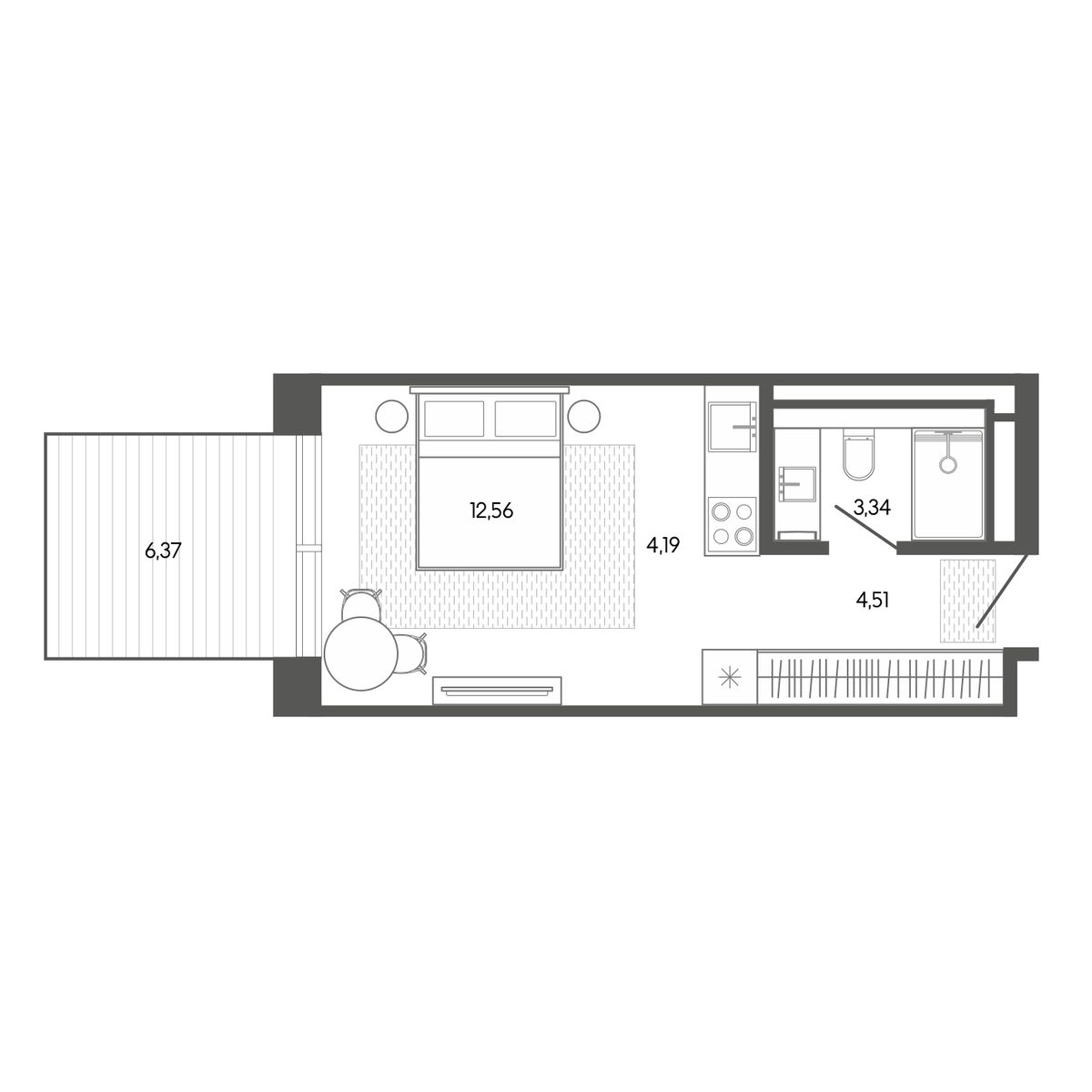 Планировка: Апартаменты · 30,97 м²