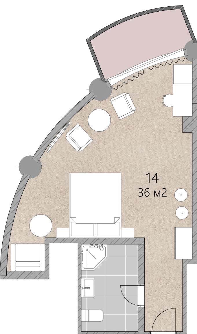 Планировка: Студия · 36 м²
