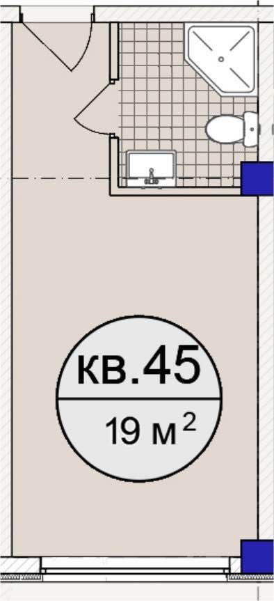 Планировка: Студия · 19,6 м²