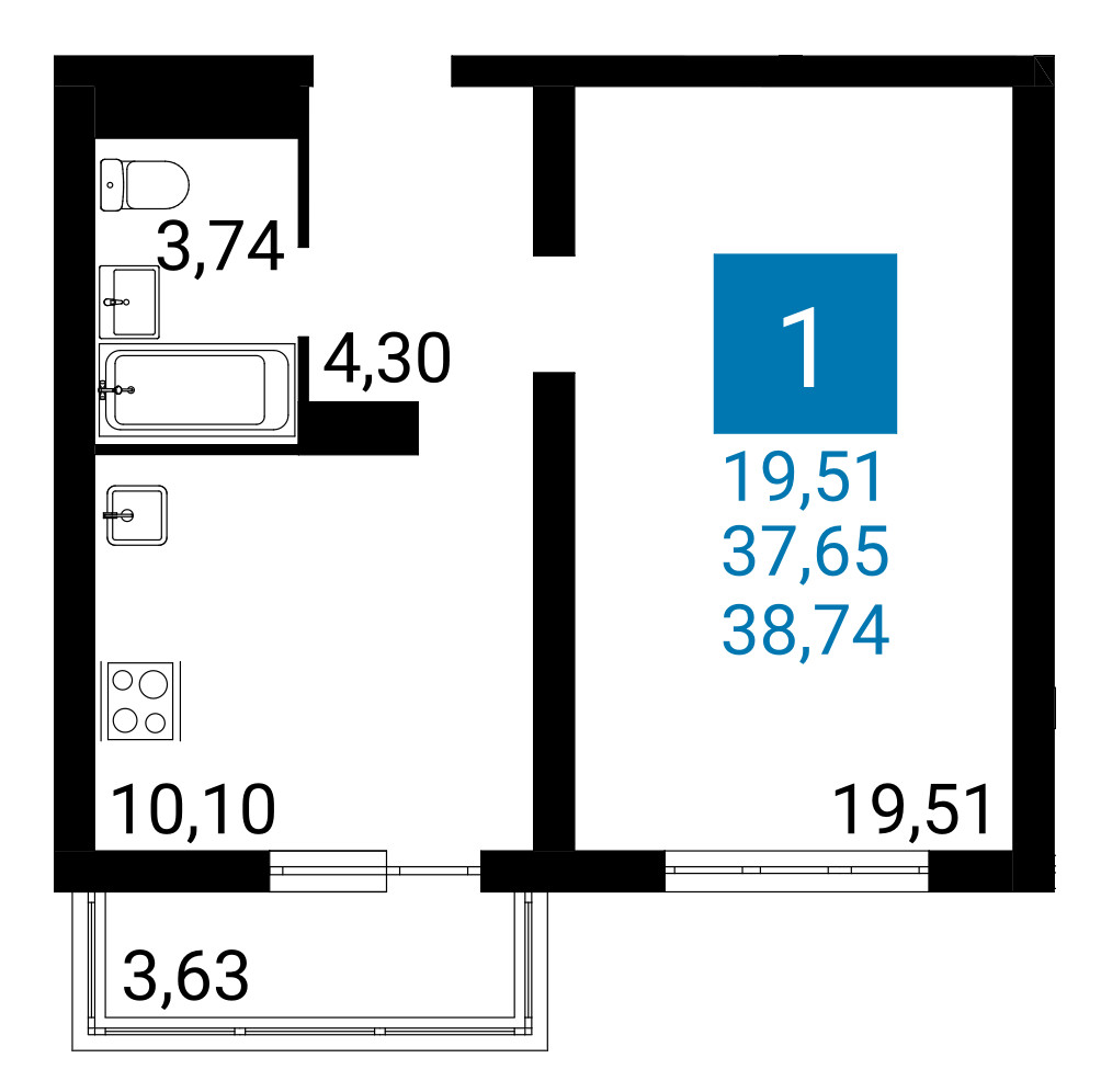 Планировка: Лот · 37,65 м²