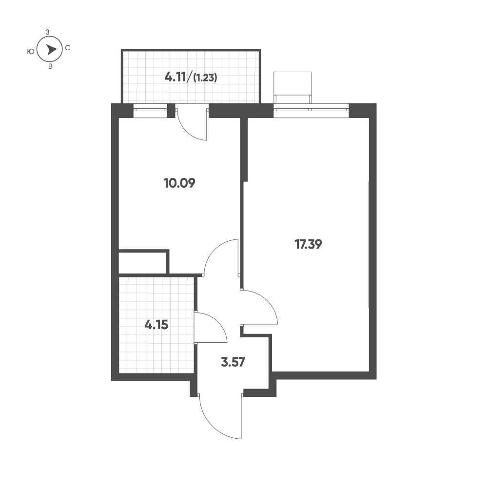 Планировка: Студия · 36,31 м²