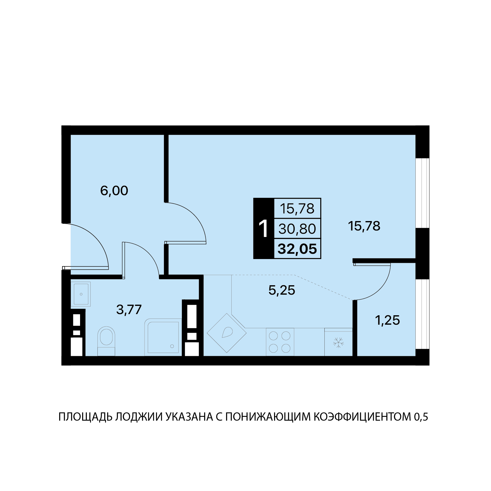 Планировка: Лот · 32,05 м²