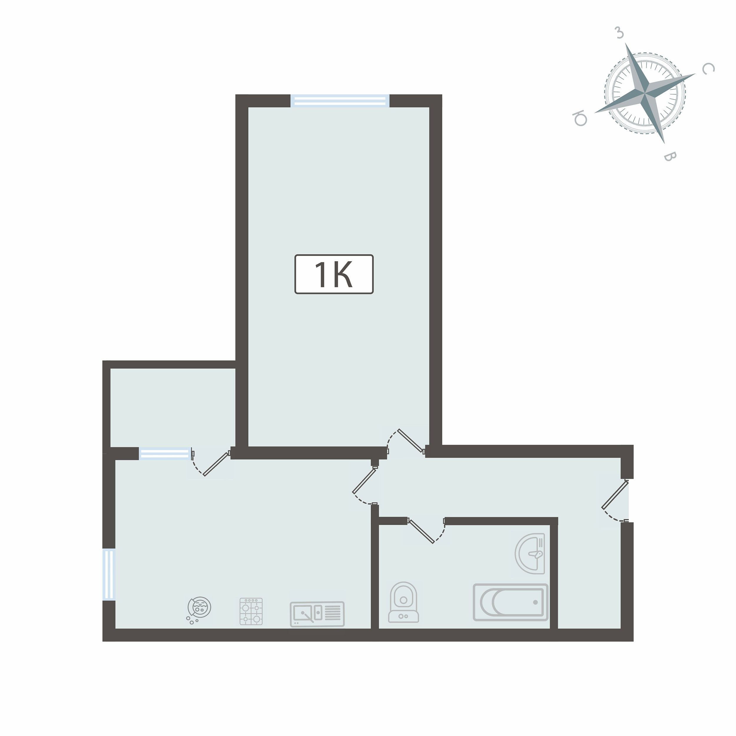Планировка: Студия · 44,2 м²