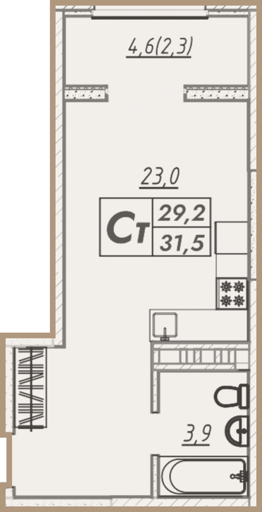 Планировка: Лот · 31,5 м²