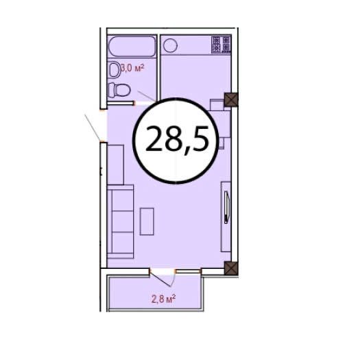 Планировка: Лот · 28,5 м²