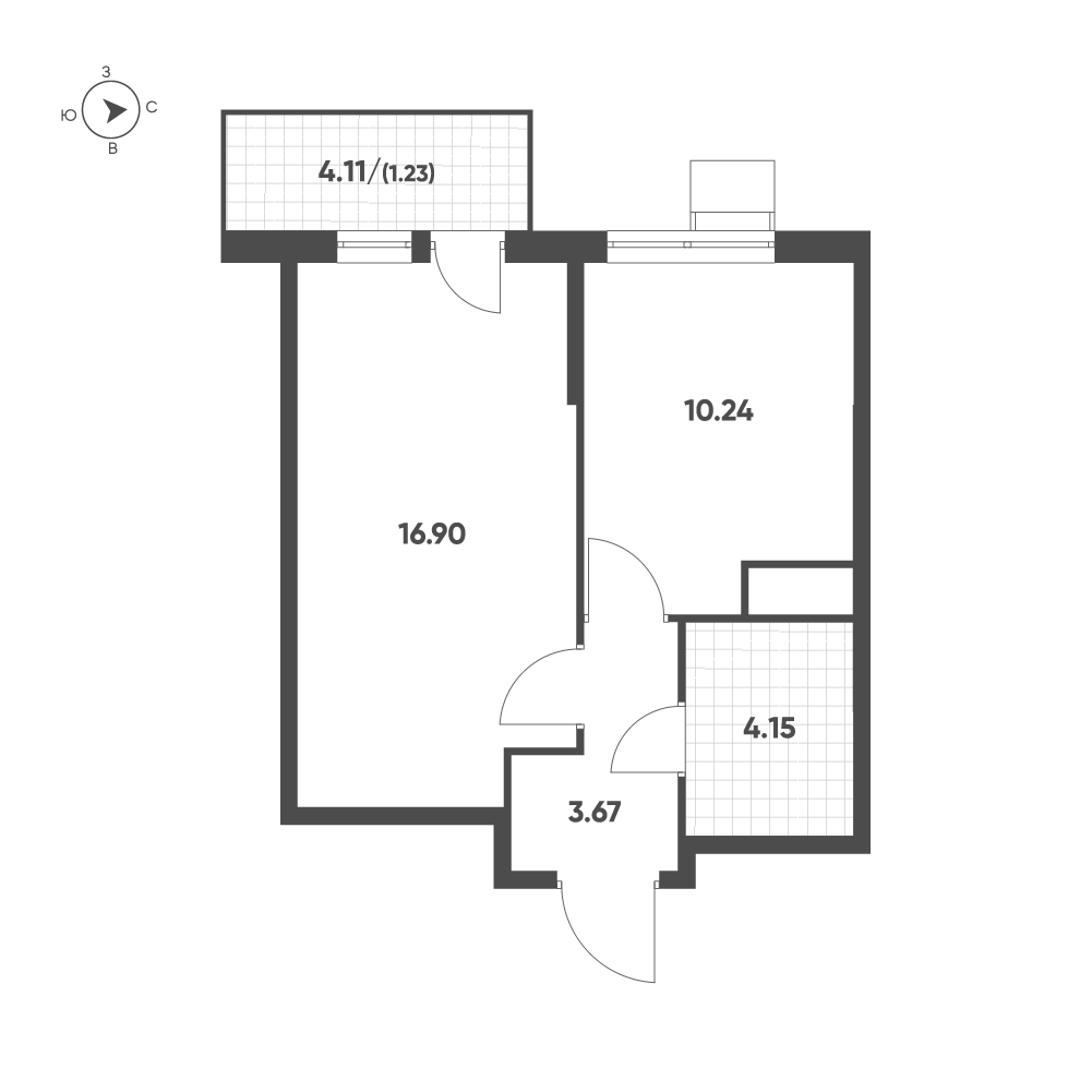 Планировка: Студия · 36,19 м²