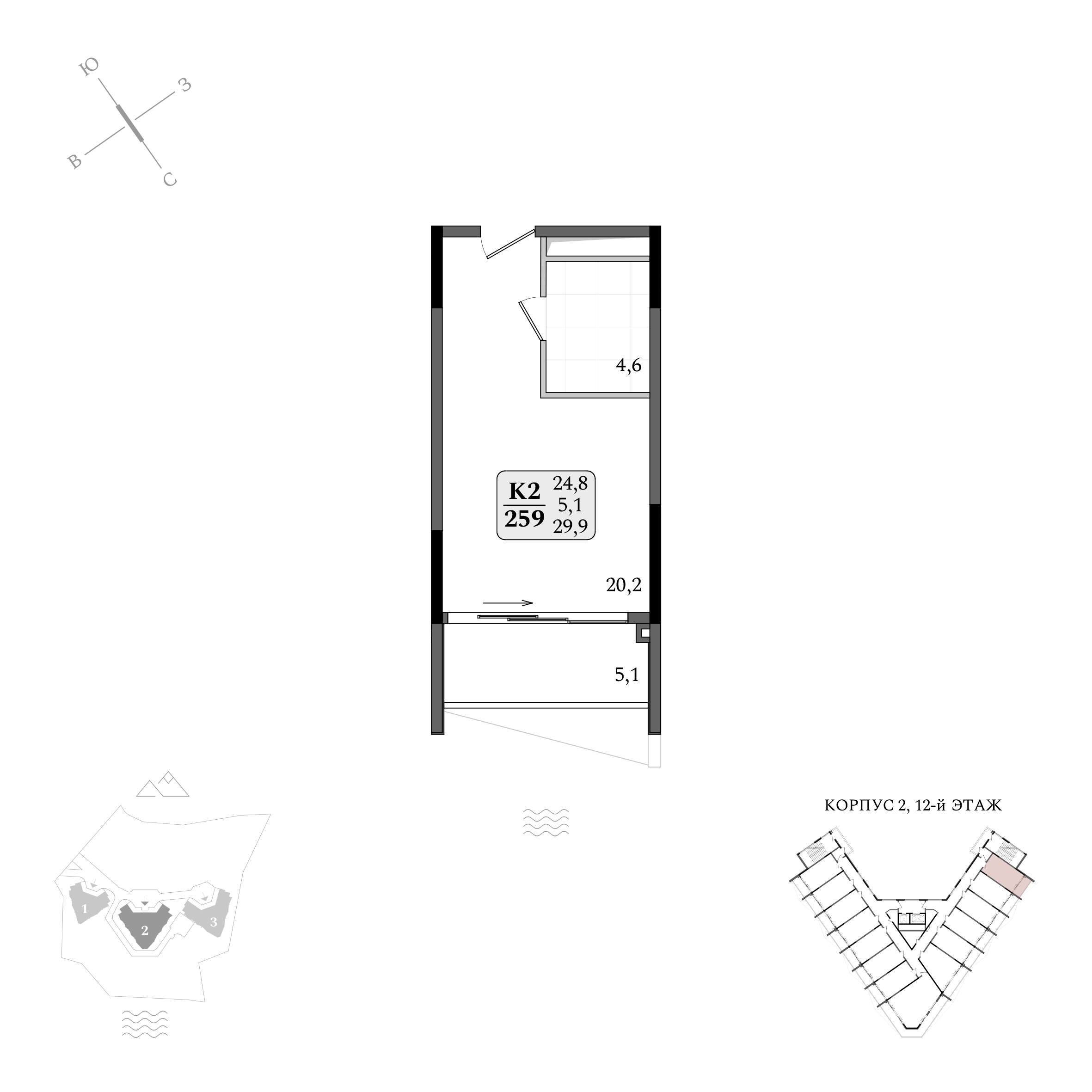 Планировка: Студия · 29,9 м²