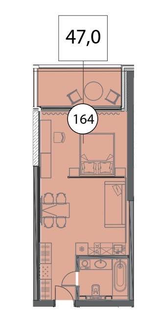 Планировка: Апартаменты · 47 м²