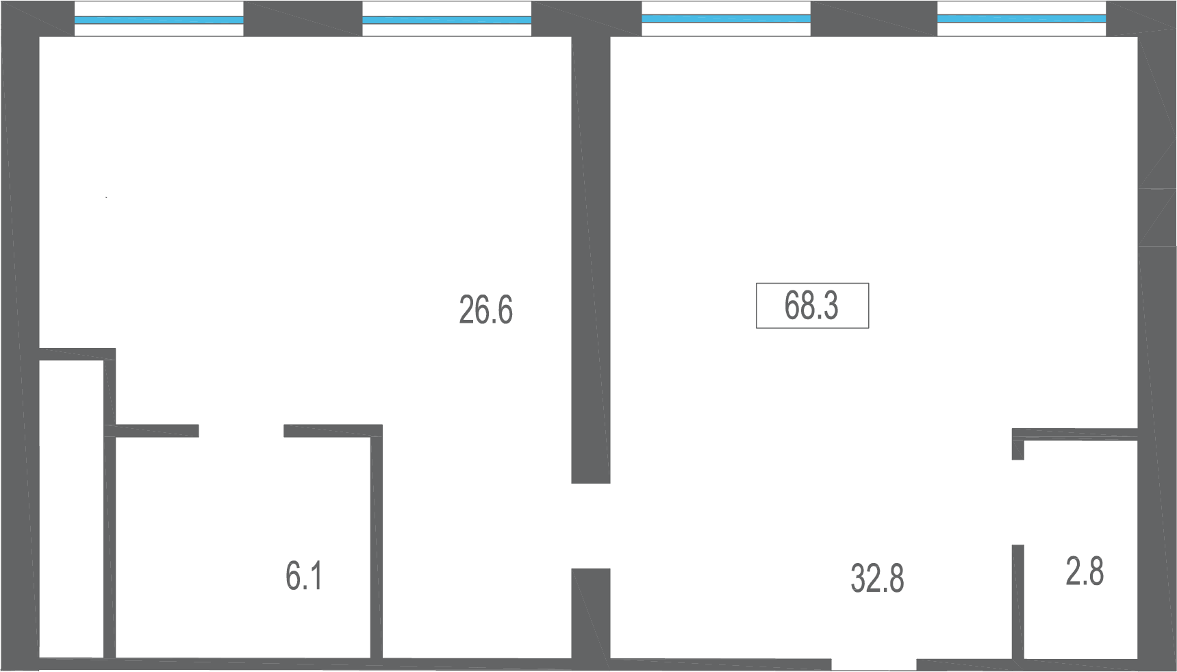 Планировка: 2-комнатная · 68,3 м²