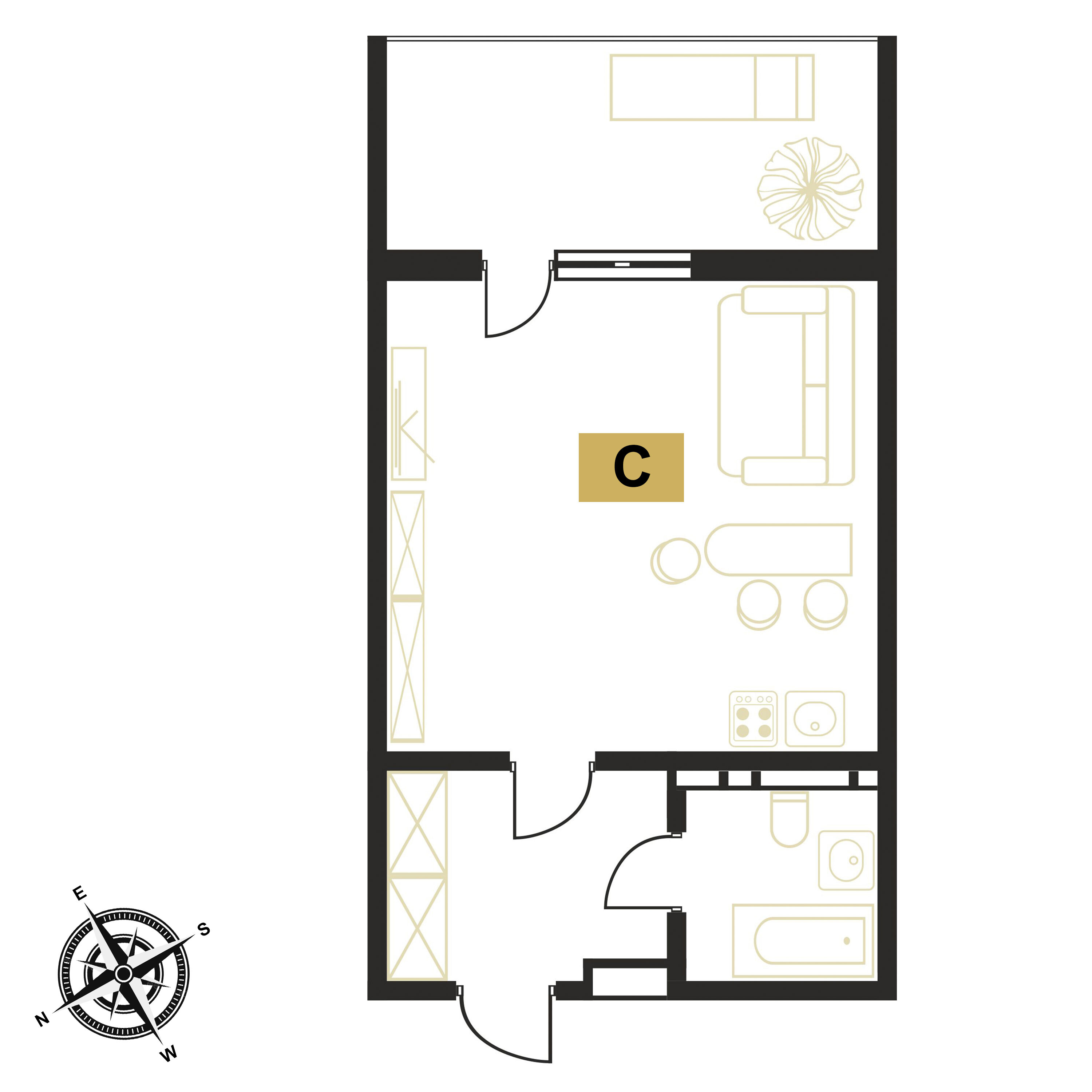 Планировка: Студия · 40 м²