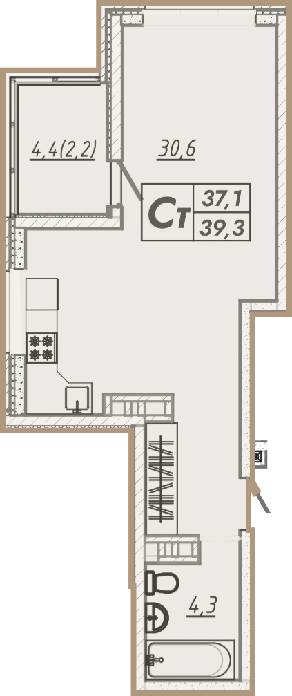 Планировка: Лот · 39,3 м²