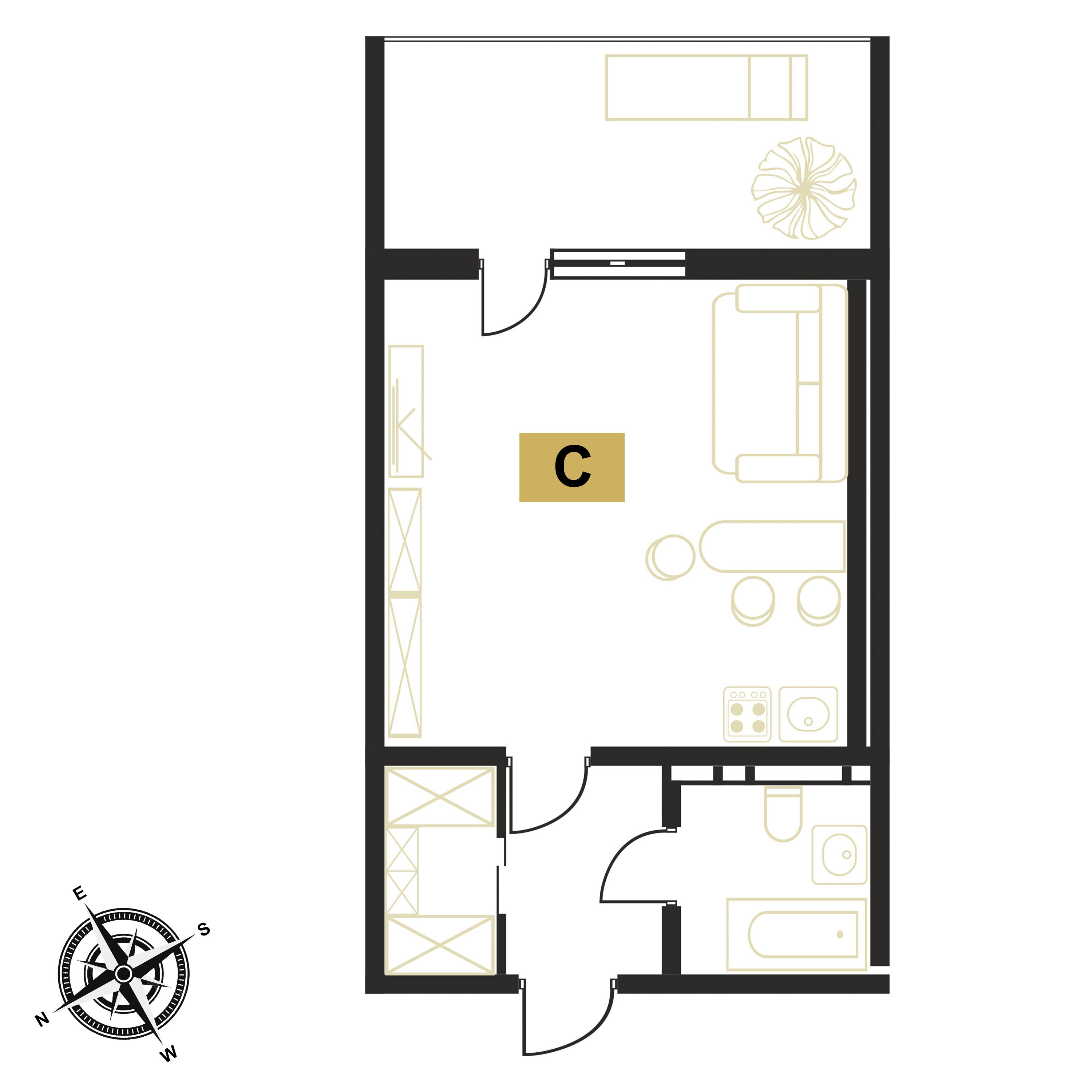 Планировка: Студия · 39,1 м²